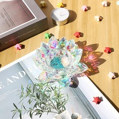 OwnMy Crystal Lotus Flower 5.12 inches x 4.92 x 2.76 inches, Ab Color