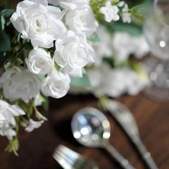 WHITE 4 Bushes 12″ Silk Roses Artificial FLOWERS Bouquets Party Home Decorations