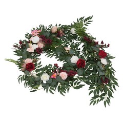 Red& White& Pink 9ft Long PP Artificial Flower Garland For Wedding Decoration