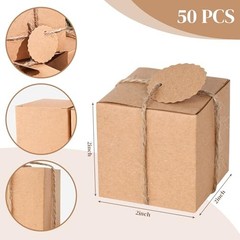 50PCS Small Gift Boxes, 2 x 2 x 2 inches Mini Party Favor Boxes with brown