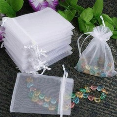 200 PACK Premium Sheer Organza Bags, White Wedding Favor Bags, Jewelry Gift Bags