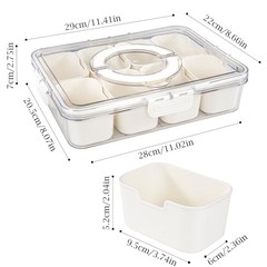 Divided Serving Tray with Handle, 8 Compartments Snack Box 11″ x 8.7″ x 2.8″