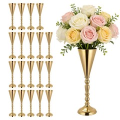 VEVOR 20 PCS Wedding Flower Vase 16.9in Tall Trumpet Table Centerpieces Gold