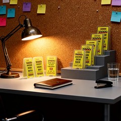 12 pcs Office Note Holder Clips, Mini Acrylic Yellow Caution Desk