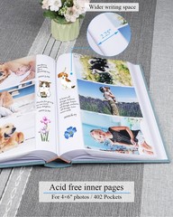 1DOT2 Photo Album 4×6 Hold 12.8 x 8.8 x 2.4 inches, 402 photos, Cyan Blue