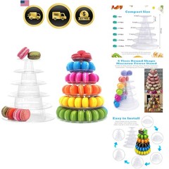 6 Tiers Round Macaron Tower Stand Plastic Transparent Cake Stand Macaron Disp…