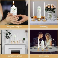 Unity Wedding Candles Ceremony Set – 3 Floral Candles Set with Gold Holders, …