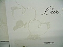 7 PC COUNTRY WESTERN WEDDING SET PILLOW, GUESTBOOK, PEN, CIRCLE RING, GARTERS