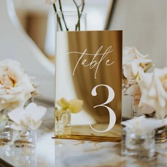 Gold Acrylic Wedding Table Numbers 1-25 with Stand Modern Decor Set Gold
