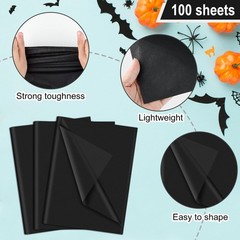 NEBURORA 100 Sheets Black Tissue Paper for Gift Bag 20×14 Inches black