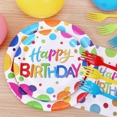 Multicolor Birthday Decorations Plates Set for 25 Guests, 100 Pieces Birthday…