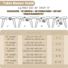 Blue Gray Table Runner Dahlia Pinnata Flower Beige Table Runners Modern