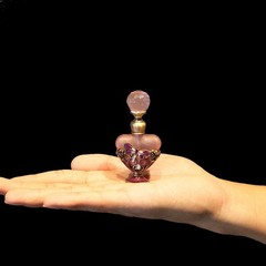 YU FENG Vintage Dragonfly Pewter and Glass Perfume Bottle 0.2 Ounces, pink