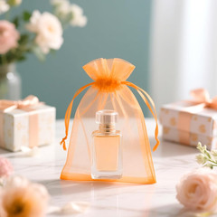 25PCS Orange Organza Bags 5×7 inches – Sheer Mesh Jewelry Pouches, Organza Gift