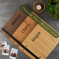 Custom Monogram Wooden Photo Album – Personalized Anniversary Keepsake Gift