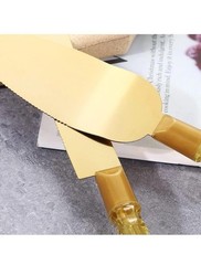 Gold Elegant Cake Knife and Server Set, Steel Plated Blades with Acrylic Handles