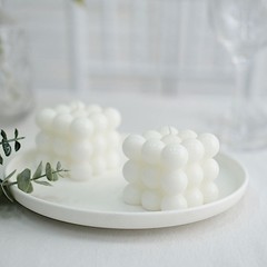 2 WHITE Bubble Cube Unscented Paraffin Wax CANDLES Wedding Centerpieces Events