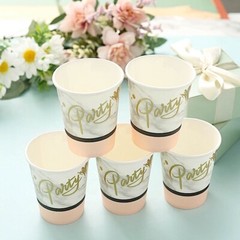WHITE BLUSH 24 Marble 9 oz All Purpose PAPER CUPS Party Catering Decorations