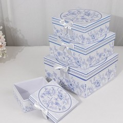 BLUE 4 Nesting Gift Boxes with Lids Party Supplies Wedding Decorations