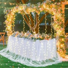 Tulle Tutu Table Skirt for Rectangle Tables or 17ft, 203IN(L) X30in(H) White