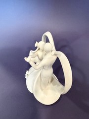 Wedding Cake Topper, Ivory Porcelain Couples Dance & Framed Heart 6.25″