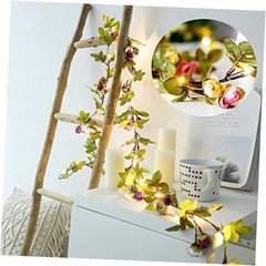 Artificial Rose Flower Vine String Lights,20 White+Pink rose 3 Modes / 20led