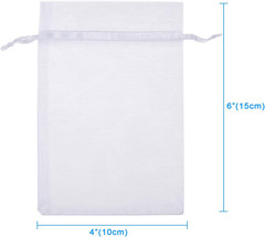 100PCS 4X6 (10X15Cm) Sheer Organza Bags, White Mother’S Day Wedding Favor Bags w