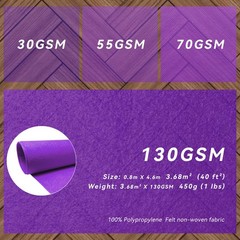 Purple Carpet Runner for Party, 2.6X15ft, 130GSM Felt Non-Woven with Double-S…