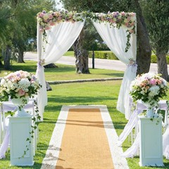 Preboun 3Ft X 50 Ft Wedding Aisle Runner Outdoor Natural Burlap Aisle Runner