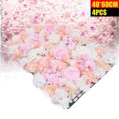 4 Pcs Light Pink Artificial Silk Flower Wall Panels 40 × 60 cm Wedding Backdrop