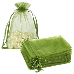 100pcs Organza Drawstring Bags 4 x 6 inch Candy Mesh Gift Bags Olive Green