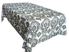 15 Lot 60″x126″ Black White Flocking Damask Tablecloths