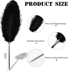Elegant Black Feather Ballpoint Pen for Wedding Signing – Lightweight & Stylish