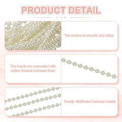 5.5 Yards Pearl Beads Garland, 6mm Faux Pearl Ribbon Pearls Chain String