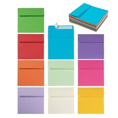 50 Pack Colorful 6 x 6 Envelopes Square Self One Size,