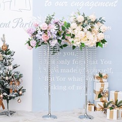 2 Pcs 29.5 inches Crystal Flower Stand Wedding Centerpieces for Tables, Table…