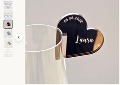 eart Shaped Wine Glass Name Tags With Date Option. Add Bir