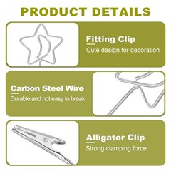 PATIKIL 5PCS Metal Alligator Clamp, 1 Set Star Shape Multi-Functional Silver