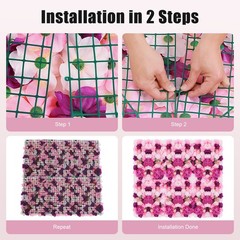 6*Artificial Flower Wall Panel Indoor Outdoor Flower Wall Panel For WeddingDecor