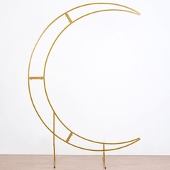 GOLD 7.5 ft Crescent Moon Metal Floral Display Frame Arch BACKDROP STAND Party