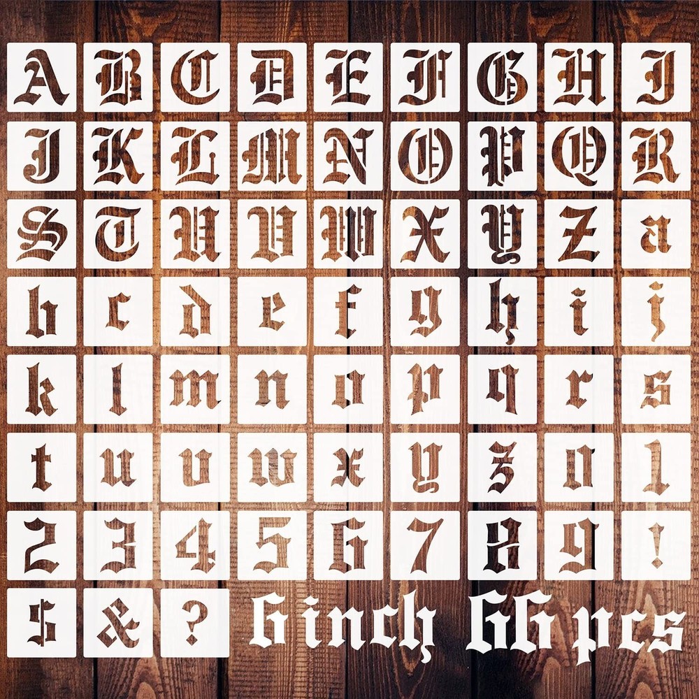 6 Inch Calligraphy Letter Stencils for Painting, 66 PCS Old English Lettering…