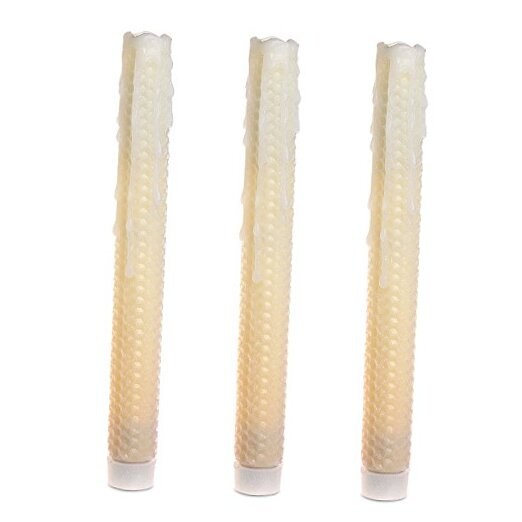 9″ Led Melted Dripping Taper Candles with Timer Function, 9 inches Pack of 3