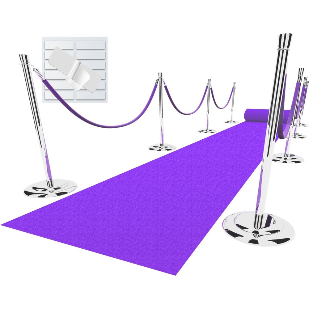 Purple Carpet Runner for Party, 2.6X15ft, 130GSM Felt Non-Woven with Double-S…