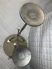 West Elm Set/2 WROUGHT ALUMINUM CANDLE STAND CANDLE HOLDER PILLER 18.5” & 12”