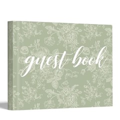 Engrowtic 7 x 9 Inches Floral Guest Book with Pen Hardcover Guestbook Green