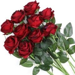 Artificial Flowers Silk Roses Real Touch Bridal Wedding Bouquet for Home