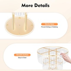 Crystal Flower Stand Round Pedestal Stand Gold Wedding Party Decoration