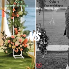 7.87ft Elegant White Wedding Arch Stand Metal Ceremony Bridal Party Archway Fram