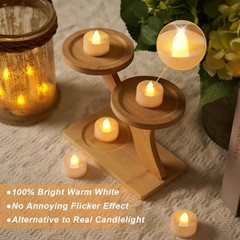 24pcs Battery Operated Tea Lights with 24-Pack Warm White Light, White Shell
