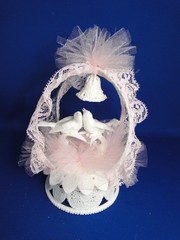 New Vintage Wilton Petite «White Birds» in pink Wedding Cake Top, 111-133